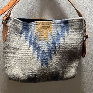 Stylish Gray and Blue Wool Bag MZ Brand